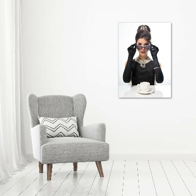 Cuadro moderno en lienzo resistente uv vertical Mujer con gafas