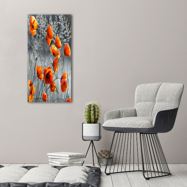 Fotografía en lienzo vertical Amapolas de campo