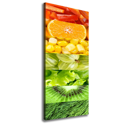 Cuadro canvas decorativo para salón vertical Frutas y verduras