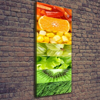 Cuadro canvas decorativo para salón vertical Frutas y verduras