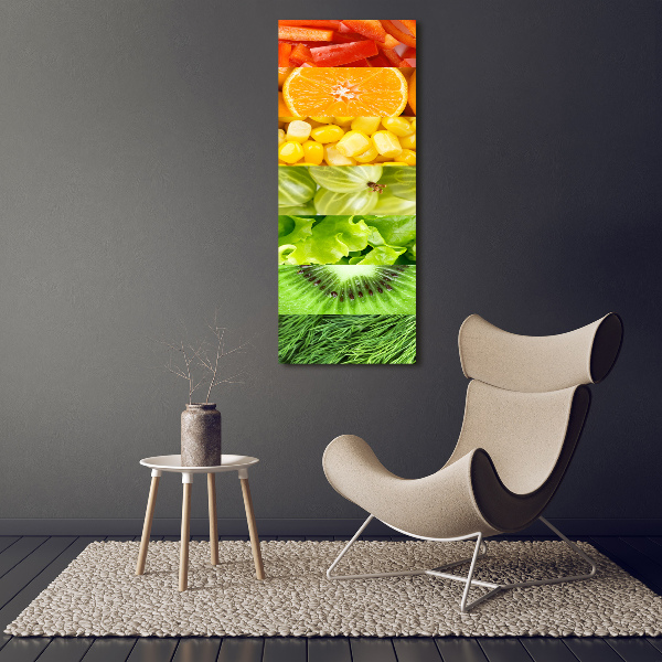 Cuadro canvas decorativo para salón vertical Frutas y verduras
