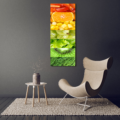 Cuadro canvas decorativo para salón vertical Frutas y verduras