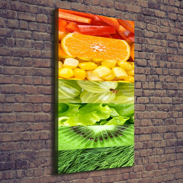 Cuadro canvas decorativo para salón vertical Frutas y verduras
