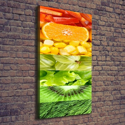 Cuadro canvas decorativo para salón vertical Frutas y verduras
