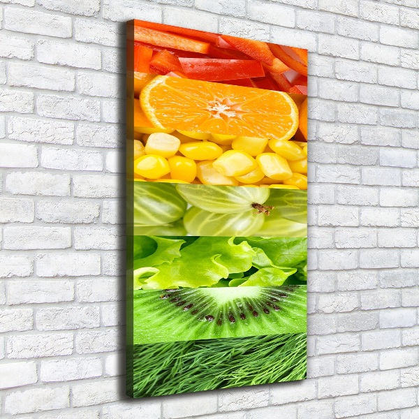Cuadro canvas decorativo para salón vertical Frutas y verduras