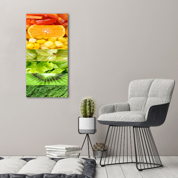 Cuadro canvas decorativo para salón vertical Frutas y verduras
