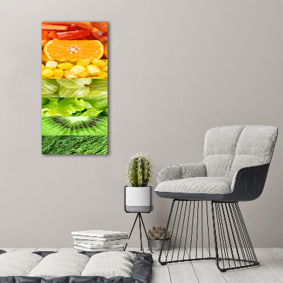 Cuadro canvas decorativo para salón vertical Frutas y verduras