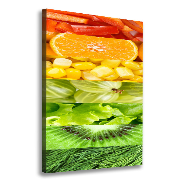 Cuadro canvas decorativo para salón vertical Frutas y verduras