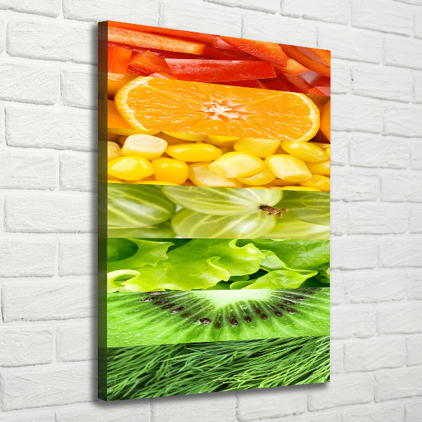 Cuadro canvas decorativo para salón vertical Frutas y verduras