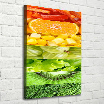 Cuadro canvas decorativo para salón vertical Frutas y verduras