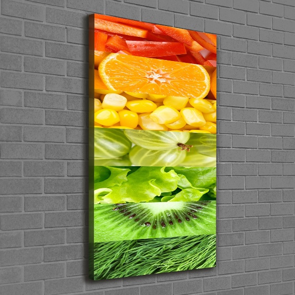 Cuadro canvas decorativo para salón vertical Frutas y verduras