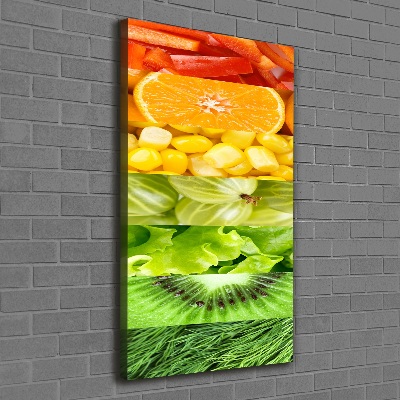 Cuadro canvas decorativo para salón vertical Frutas y verduras
