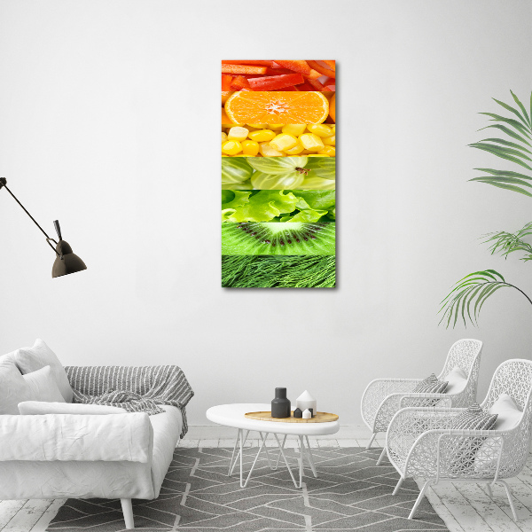 Cuadro canvas decorativo para salón vertical Frutas y verduras