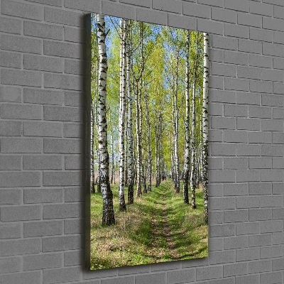 Cuadro canvas decorativo para salón vertical bosque de abedules