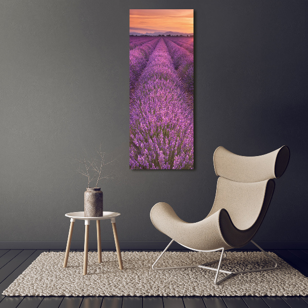 Cuadro moderno en lienzo resistente uv vertical campo de lavanda