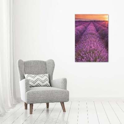 Cuadro moderno en lienzo resistente uv vertical campo de lavanda