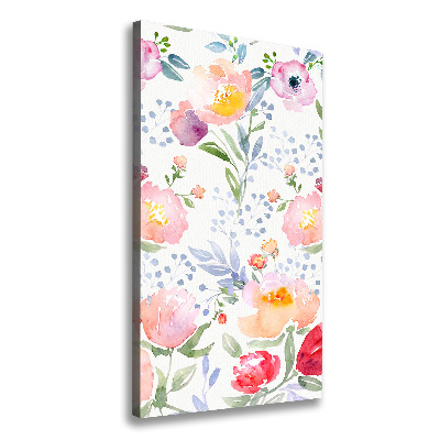 Cuadro canvas decorativo para salón vertical Amapolas