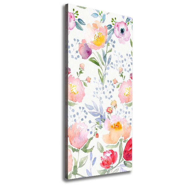Cuadro canvas decorativo para salón vertical Amapolas