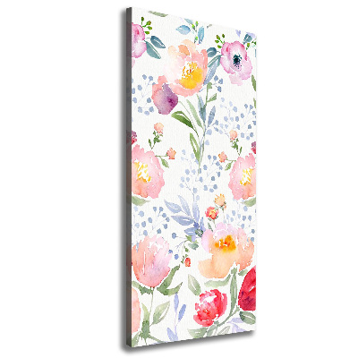 Cuadro canvas decorativo para salón vertical Amapolas