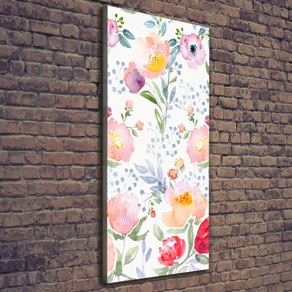 Cuadro canvas decorativo para salón vertical Amapolas