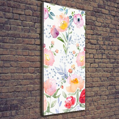 Cuadro canvas decorativo para salón vertical Amapolas