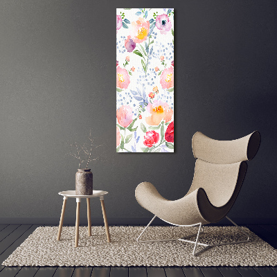 Cuadro canvas decorativo para salón vertical Amapolas