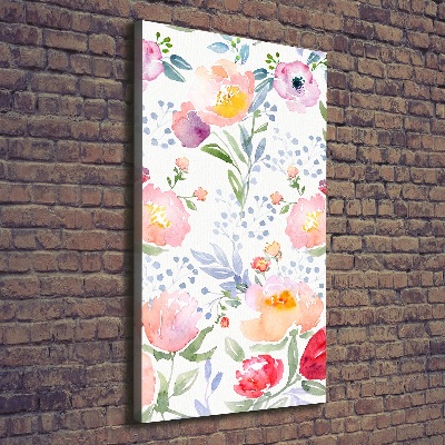 Cuadro canvas decorativo para salón vertical Amapolas