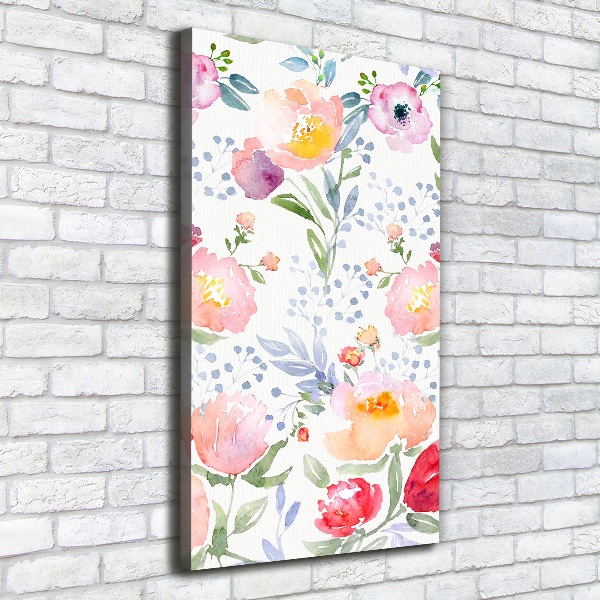 Cuadro canvas decorativo para salón vertical Amapolas
