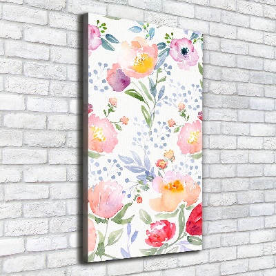 Cuadro canvas decorativo para salón vertical Amapolas