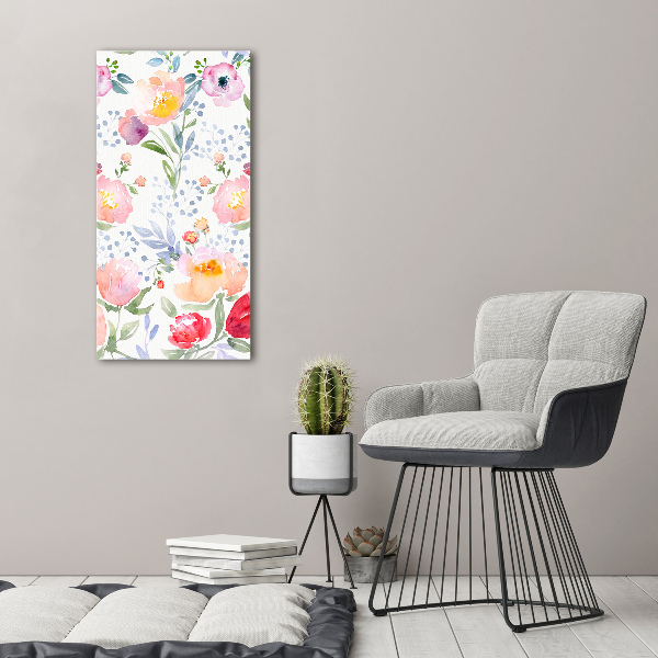 Cuadro canvas decorativo para salón vertical Amapolas