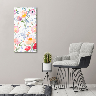 Cuadro canvas decorativo para salón vertical Amapolas