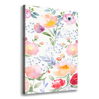 Cuadro canvas decorativo para salón vertical Amapolas