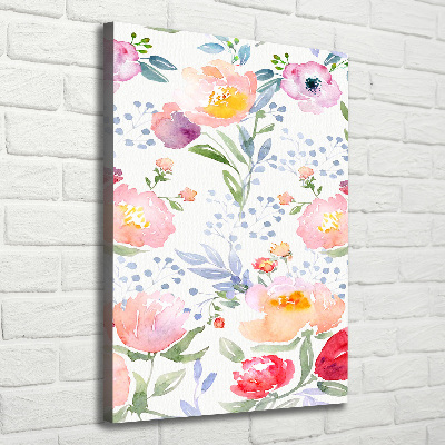 Cuadro canvas decorativo para salón vertical Amapolas