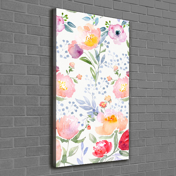 Cuadro canvas decorativo para salón vertical Amapolas