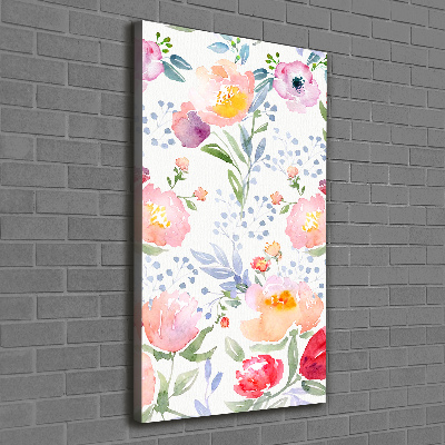 Cuadro canvas decorativo para salón vertical Amapolas