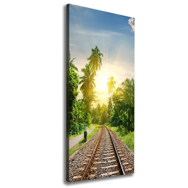 Cuadro canvas decorativo para salón vertical Vías ferroviarias