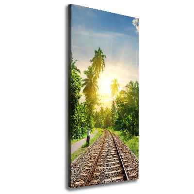 Cuadro canvas decorativo para salón vertical Vías ferroviarias