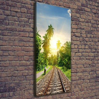 Cuadro canvas decorativo para salón vertical Vías ferroviarias