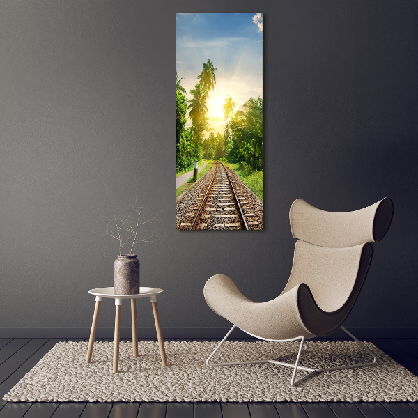 Cuadro canvas decorativo para salón vertical Vías ferroviarias