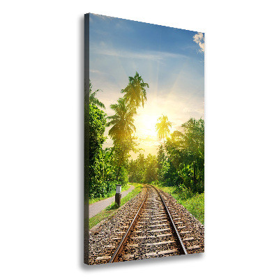 Cuadro canvas decorativo para salón vertical Vías ferroviarias