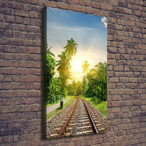 Cuadro canvas decorativo para salón vertical Vías ferroviarias