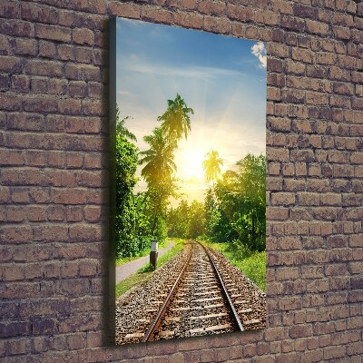 Cuadro canvas decorativo para salón vertical Vías ferroviarias