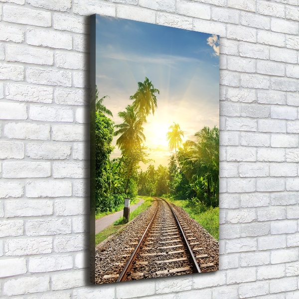 Cuadro canvas decorativo para salón vertical Vías ferroviarias