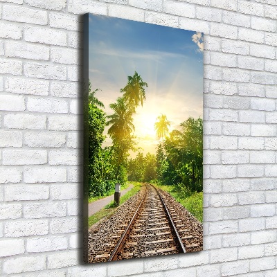 Cuadro canvas decorativo para salón vertical Vías ferroviarias