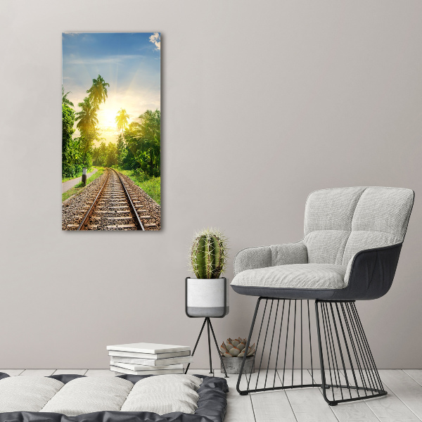 Cuadro canvas decorativo para salón vertical Vías ferroviarias
