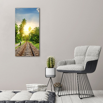 Cuadro canvas decorativo para salón vertical Vías ferroviarias