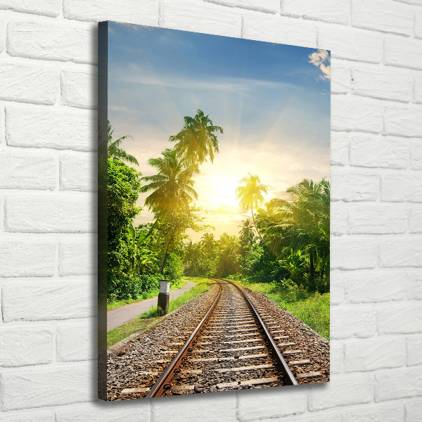 Cuadro canvas decorativo para salón vertical Vías ferroviarias