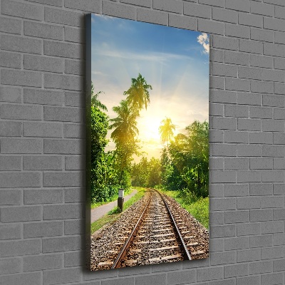 Cuadro canvas decorativo para salón vertical Vías ferroviarias