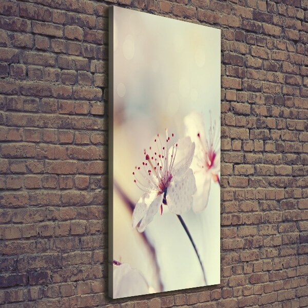 Cuadro canvas decorativo para salón vertical flores de cerezo