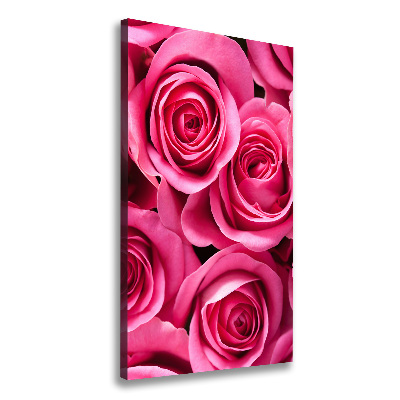 Cuadro moderno en lienzo resistente uv vertical rosas rosadas
